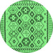 Round Southwestern Emerald Green Country Rug, tr675emgrn