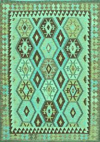 Southwestern Turquoise Country Rug, tr675turq