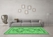 Machine Washable Southwestern Emerald Green Country Area Rugs in a Living Room,, wshtr675emgrn