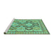 Sideview of Machine Washable Southwestern Turquoise Country Area Rugs, wshtr675turq