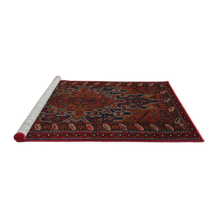 Sideview of Machine Washable Traditional Dark Brown Rug, wshtr676