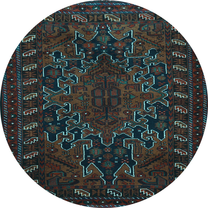 Round Persian Light Blue Traditional Rug, tr676lblu