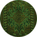 Square Persian Green Traditional Rug, tr676grn