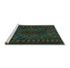 Sideview of Machine Washable Persian Turquoise Traditional Area Rugs, wshtr676turq