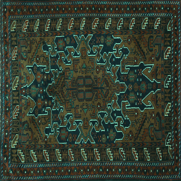 Square Persian Turquoise Traditional Rug, tr676turq