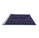 Sideview of Machine Washable Persian Blue Traditional Rug, wshtr676blu