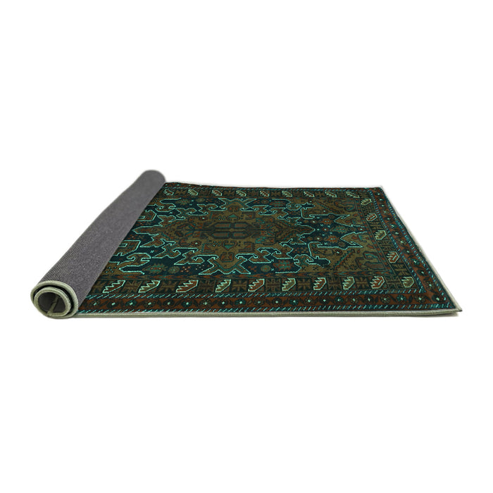 Sideview of Persian Turquoise Traditional Rug, tr676turq