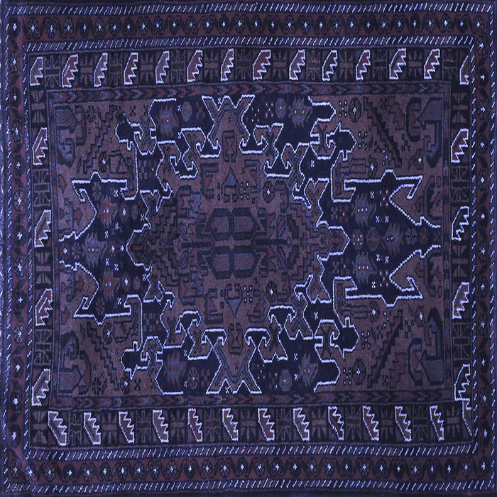 Square Machine Washable Persian Blue Traditional Rug, wshtr676blu