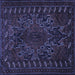 Square Machine Washable Persian Blue Traditional Rug, wshtr676blu