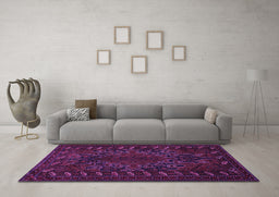 Machine Washable Persian Purple Traditional Area Rugs in a Living Room, wshtr676pur