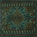 Square Machine Washable Persian Turquoise Traditional Area Rugs, wshtr676turq