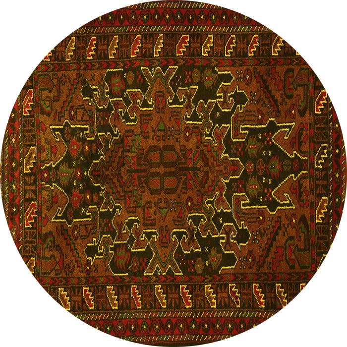 Round Persian Yellow Traditional Rug, tr676yw