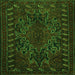 Round Machine Washable Persian Green Traditional Area Rugs, wshtr676grn