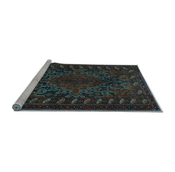 Sideview of Machine Washable Persian Light Blue Traditional Rug, wshtr676lblu