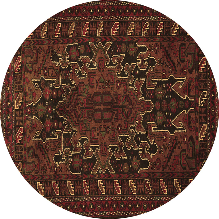 Round Persian Brown Traditional Rug, tr676brn