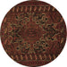 Round Persian Brown Traditional Rug, tr676brn