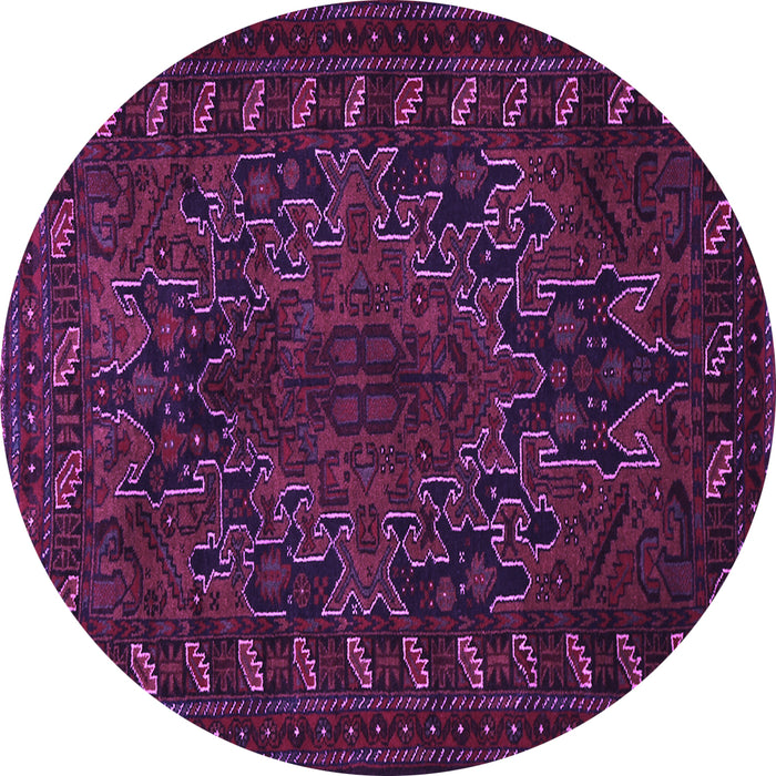 Round Persian Purple Traditional Rug, tr676pur