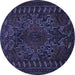 Round Persian Blue Traditional Rug, tr676blu