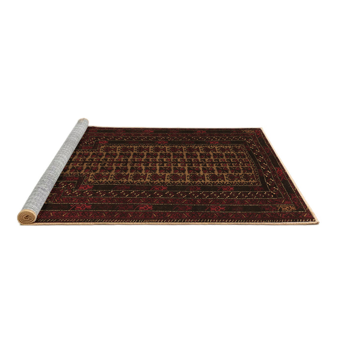 Sideview of Machine Washable Persian Brown Traditional Rug, wshtr677brn