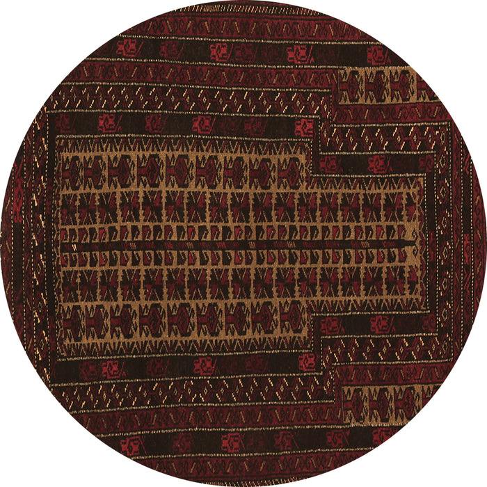 Round Machine Washable Persian Brown Traditional Rug, wshtr677brn