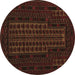 Round Machine Washable Persian Brown Traditional Rug, wshtr677brn