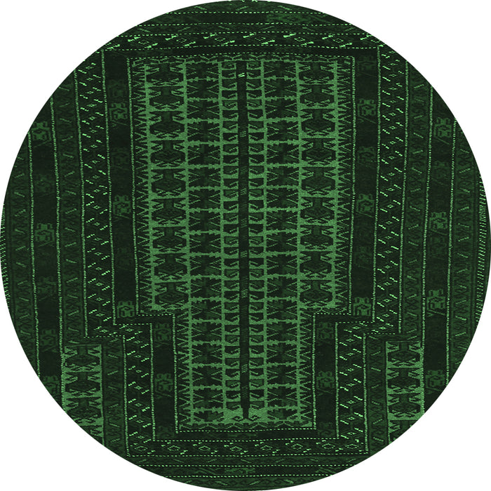 Round Machine Washable Persian Emerald Green Traditional Area Rugs, wshtr677emgrn