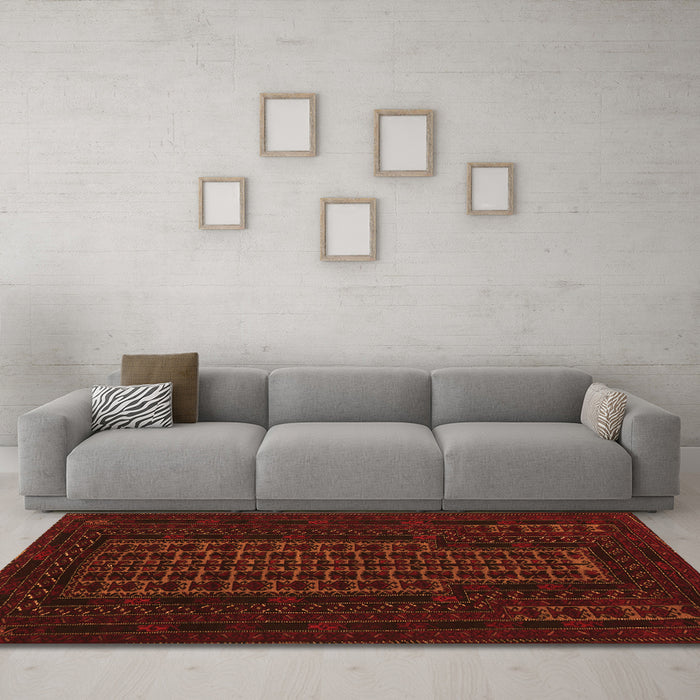 Machine Washable Persian Orange Traditional Area Rugs in a Living Room, wshtr677org