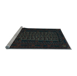 Sideview of Machine Washable Persian Light Blue Traditional Rug, wshtr677lblu