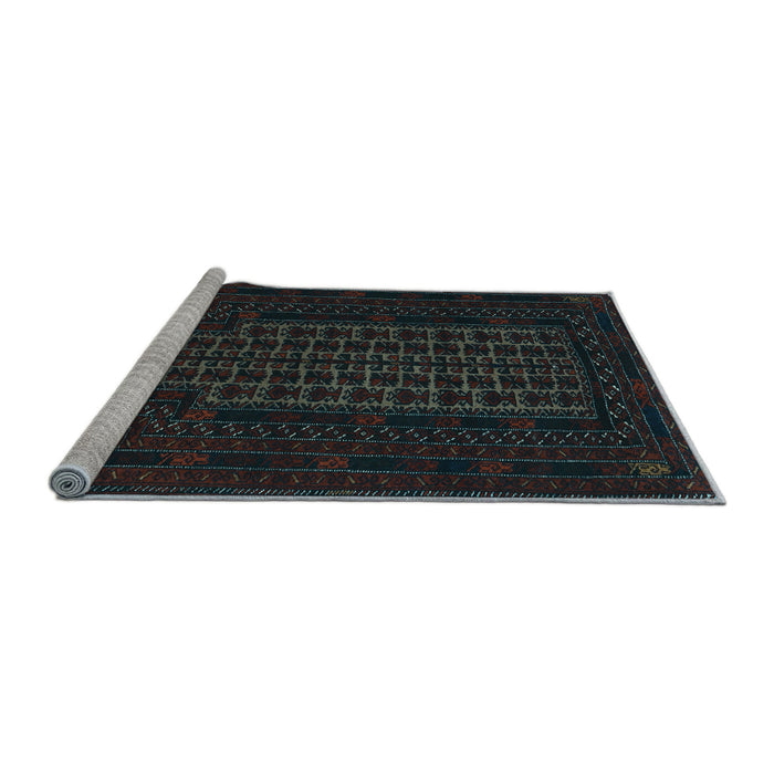 Sideview of Machine Washable Persian Light Blue Traditional Rug, wshtr677lblu
