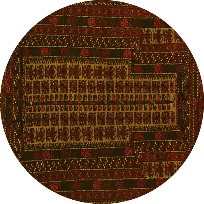 Round Persian Yellow Traditional Rug, tr677yw