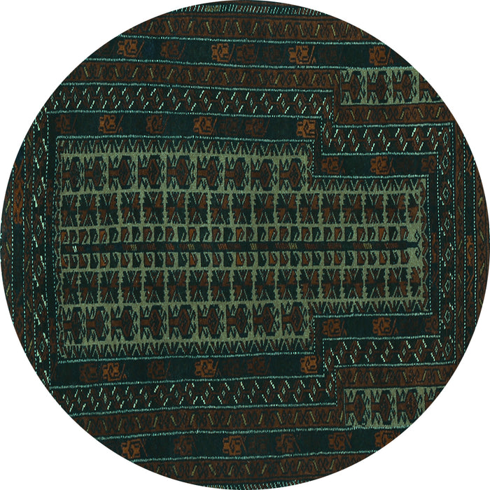 Round Persian Turquoise Traditional Rug, tr677turq