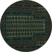 Round Persian Turquoise Traditional Rug, tr677turq