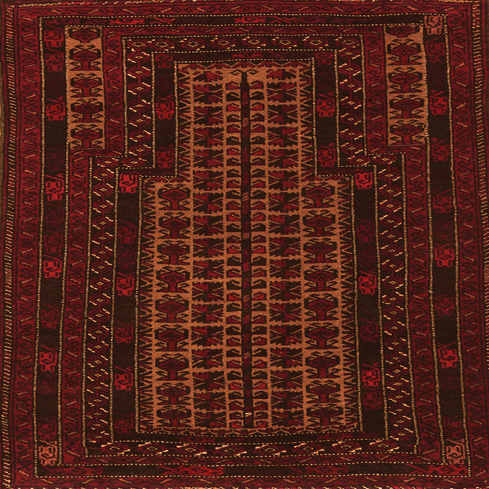 Round Machine Washable Persian Orange Traditional Area Rugs, wshtr677org