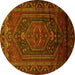 Round Persian Yellow Traditional Rug, tr678yw