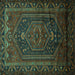 Square Persian Turquoise Traditional Rug, tr678turq