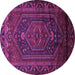 Round Machine Washable Persian Purple Traditional Area Rugs, wshtr678pur