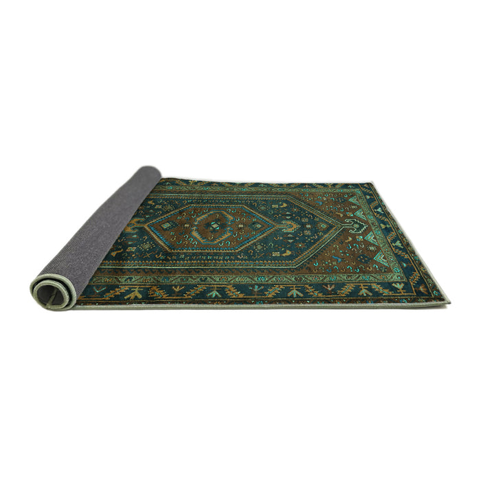 Sideview of Persian Turquoise Traditional Rug, tr678turq