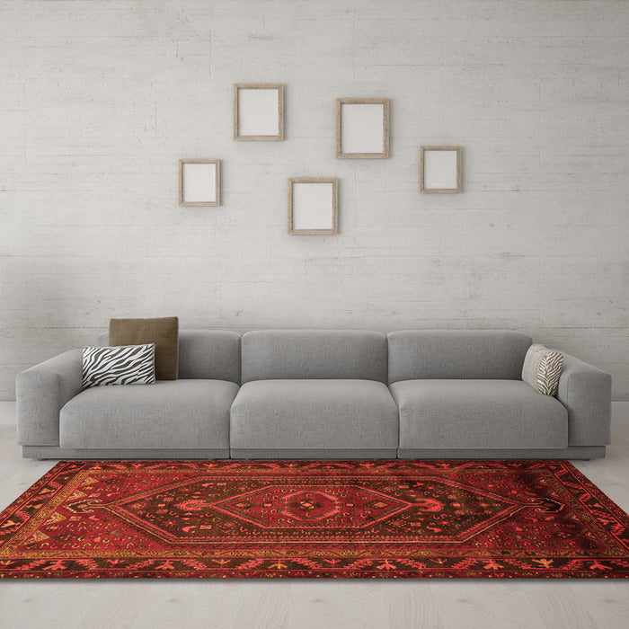 Machine Washable Persian Orange Traditional Area Rugs in a Living Room, wshtr678org