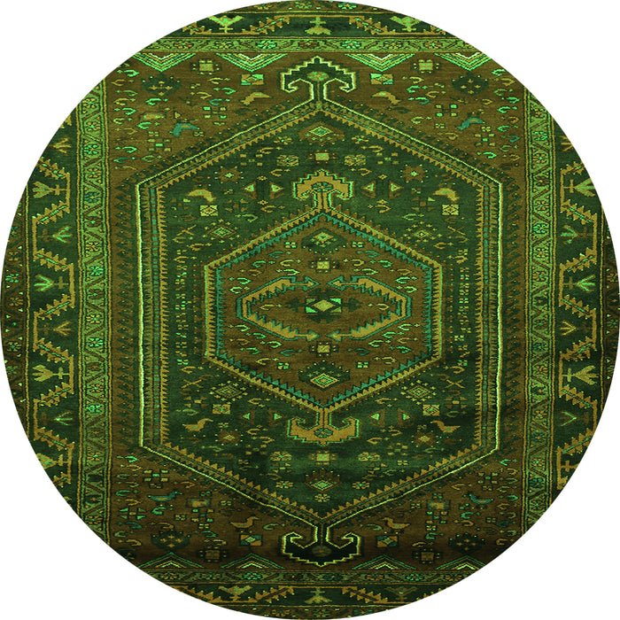 Square Persian Green Traditional Rug, tr678grn