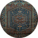 Round Persian Light Blue Traditional Rug, tr678lblu