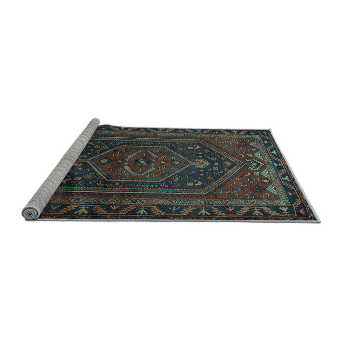 Sideview of Machine Washable Persian Light Blue Traditional Rug, wshtr678lblu