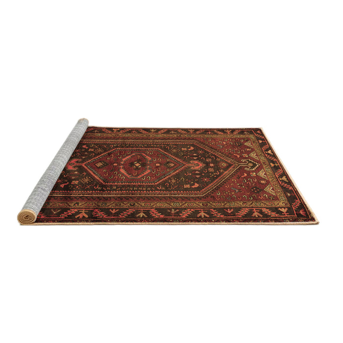 Sideview of Machine Washable Persian Brown Traditional Rug, wshtr678brn