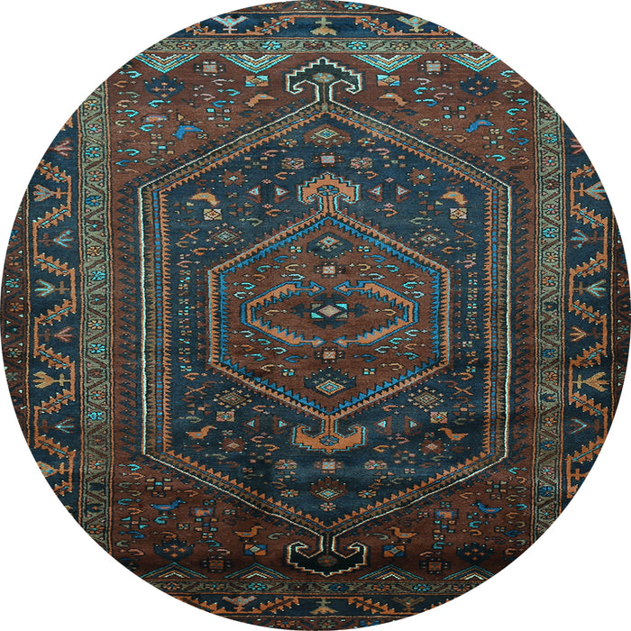 Round Machine Washable Persian Light Blue Traditional Rug, wshtr678lblu