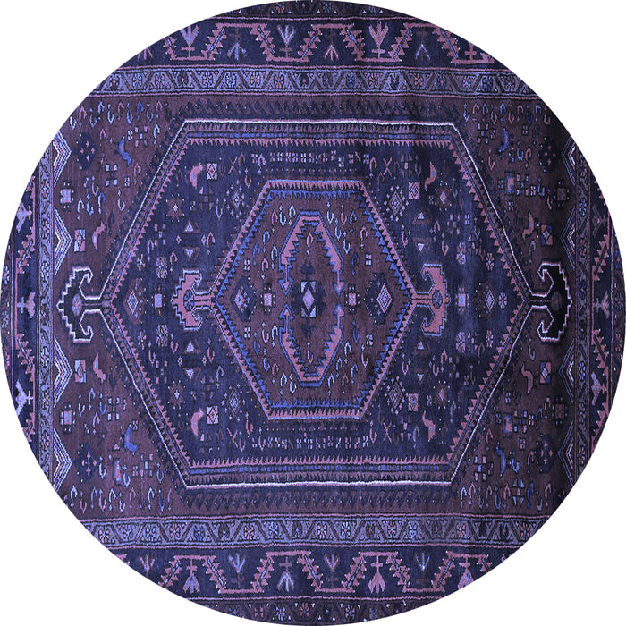 Round Machine Washable Persian Blue Traditional Rug, wshtr678blu