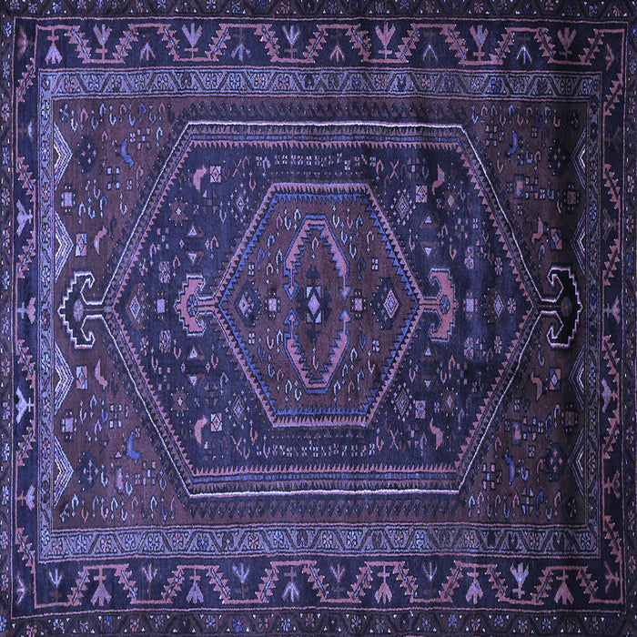 Square Machine Washable Persian Blue Traditional Rug, wshtr678blu