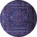 Round Persian Blue Traditional Rug, tr678blu