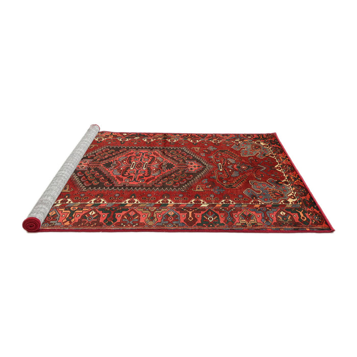 Sideview of Machine Washable Traditional Red Rug, wshtr679