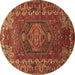 Round Machine Washable Persian Brown Traditional Rug, wshtr679brn