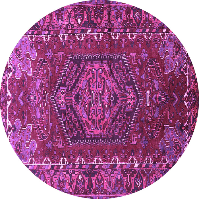 Round Persian Purple Traditional Rug, tr679pur