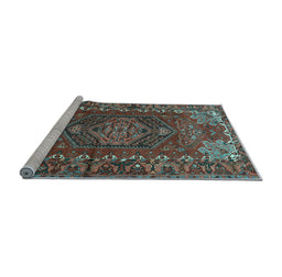 Sideview of Machine Washable Persian Light Blue Traditional Rug, wshtr679lblu